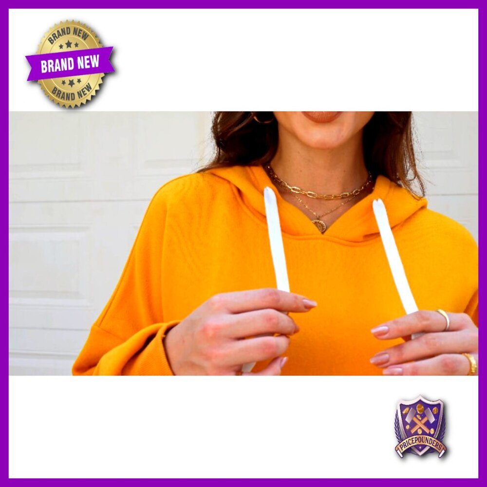 Oversized Fleece Hoodie with Kangaroo Pocket, Drop Shoulder, V-Neck - Picture 7 of 7
